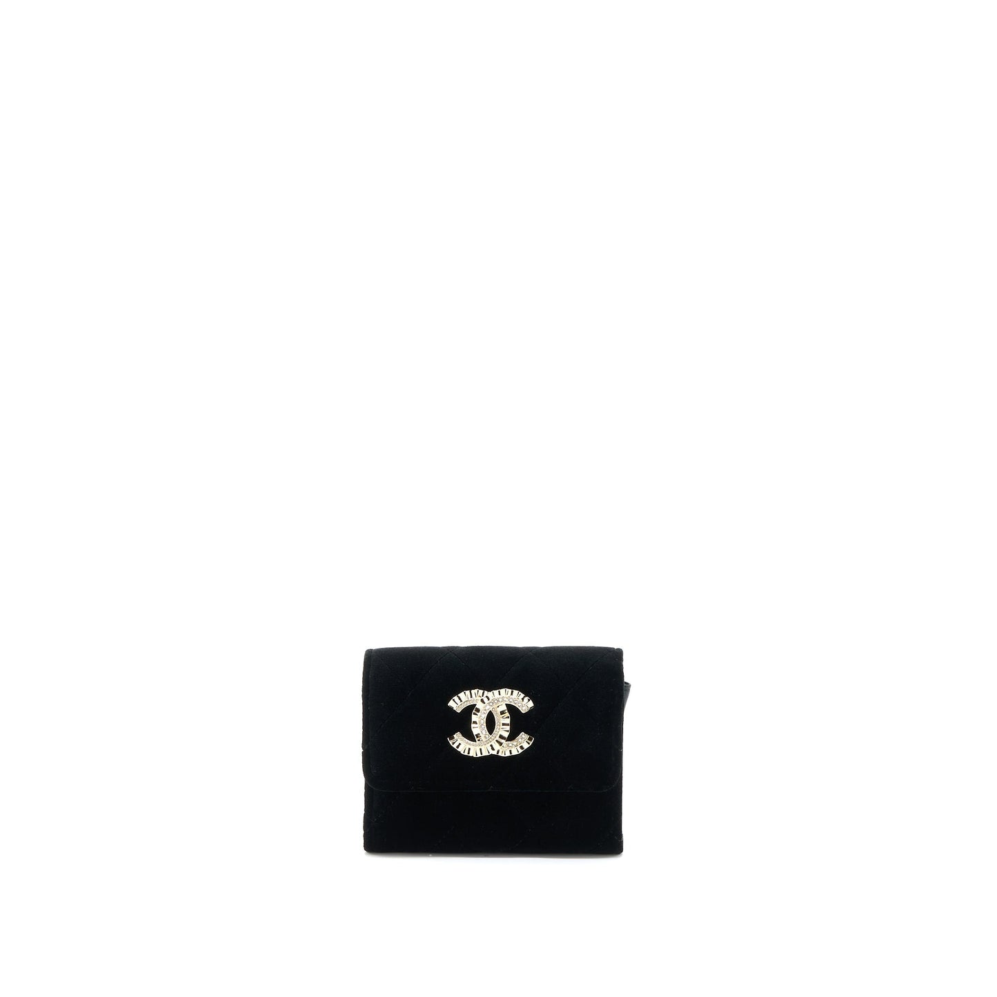 Chanel Flap Card Holder Giant CC Logo Black Wallet Case