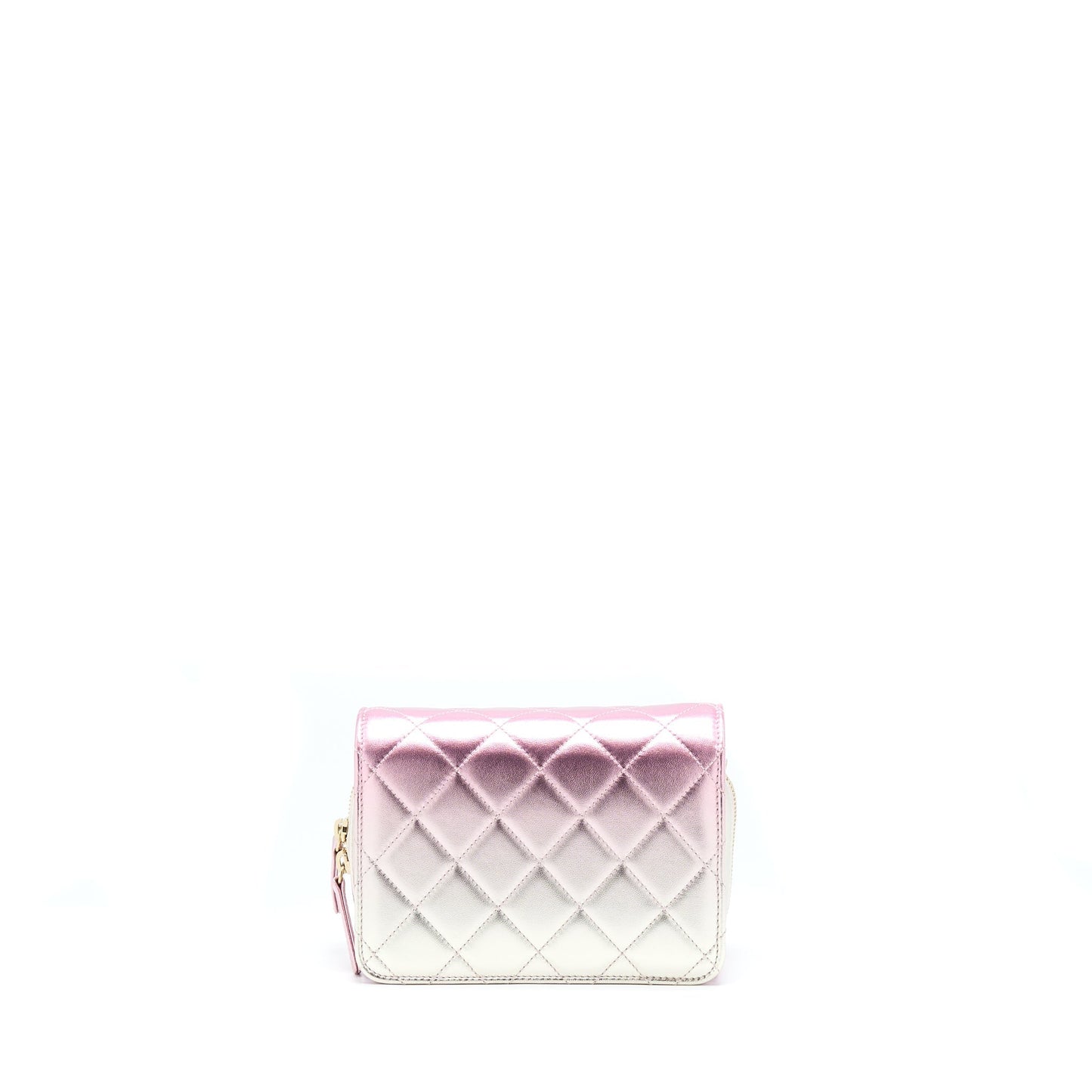 Chanel 21P Flap Lambskin Iridescent LGHW Microchip Pink Crossbody Bag