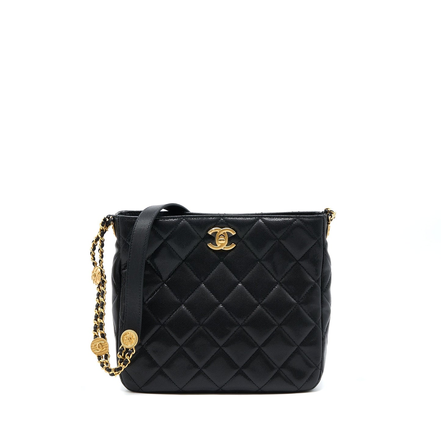 Chanel 22A Twist Your Buttons Hobo Caviar Black Shoulder Bag Microchip 1