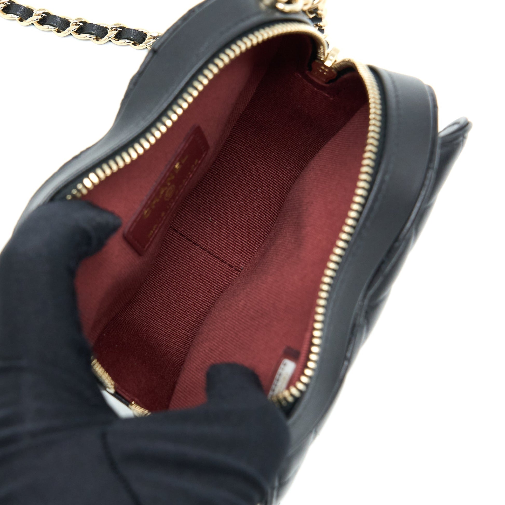 Chanel 22S Heart Lambskin LGHW Black Small Handbag Lghw 6
