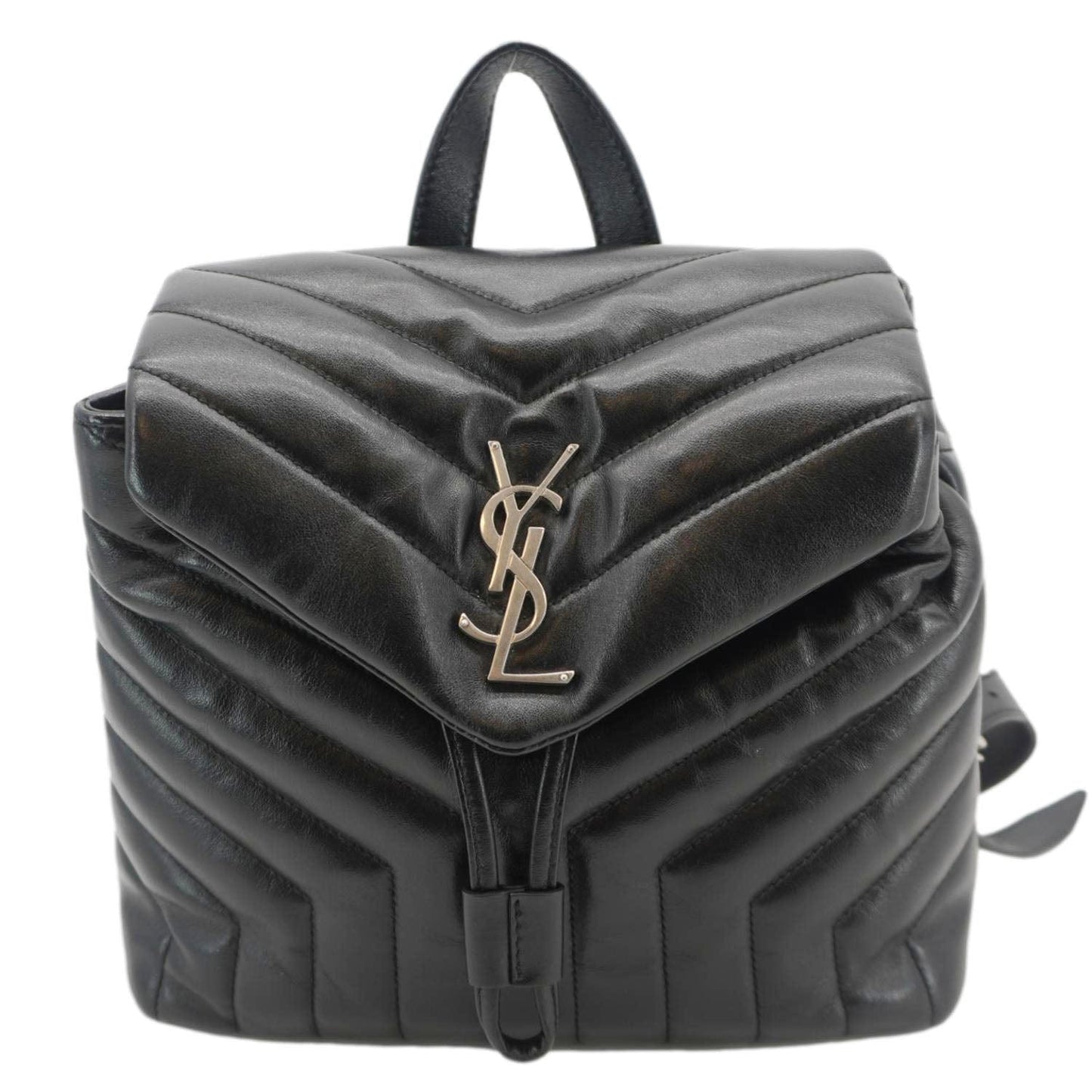 YSL Saint Laurent Yves Loulou Calfskin Backpack Monogram Quilted Black