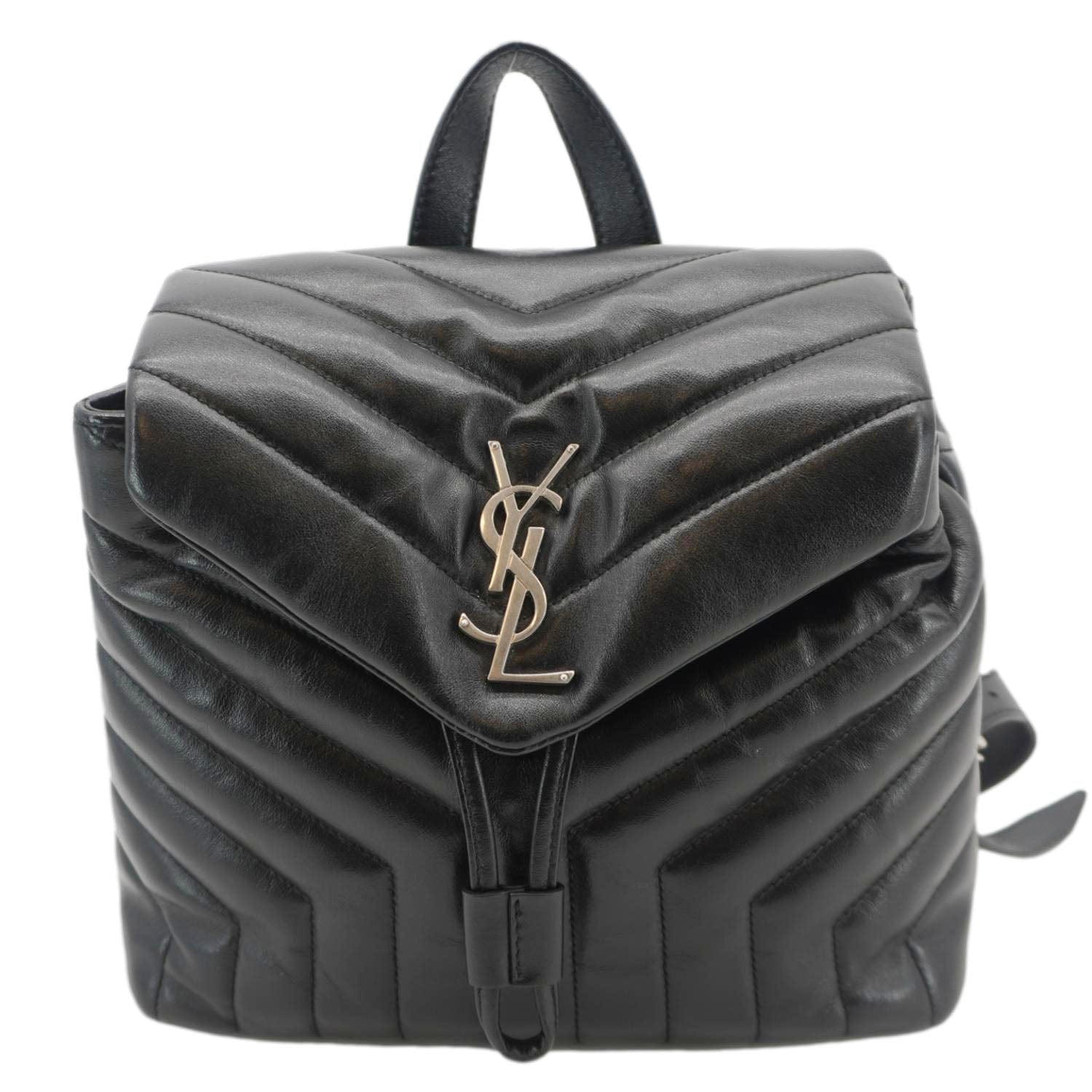 YSL Saint Laurent Yves Loulou Calfskin Backpack Monogram Quilted Black
