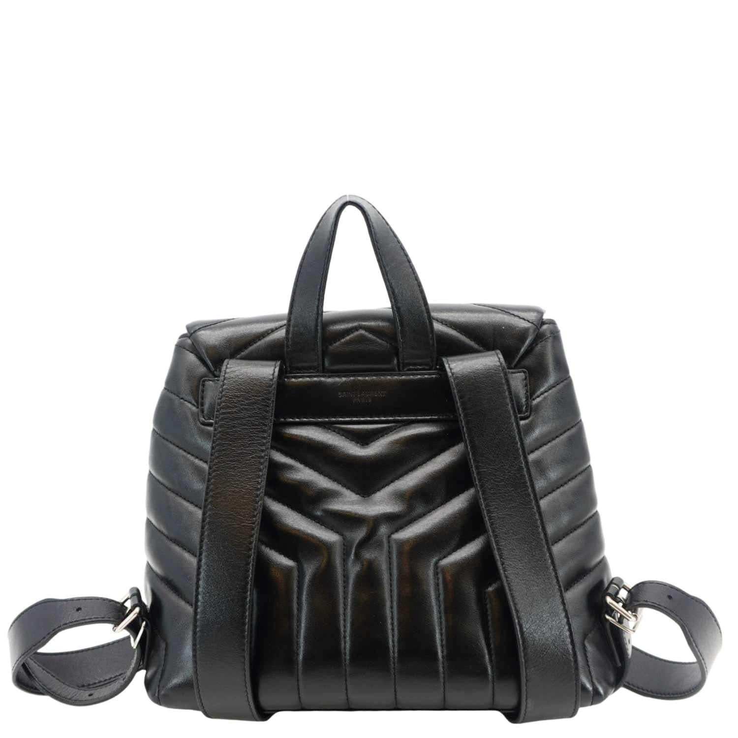 YSL Saint Laurent Yves Loulou Calfskin Backpack Monogram Quilted Black