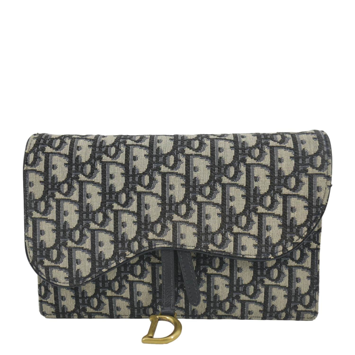 Dior Saddle Oblique Jacquard Pouch Crossbody Bag Navy Blue