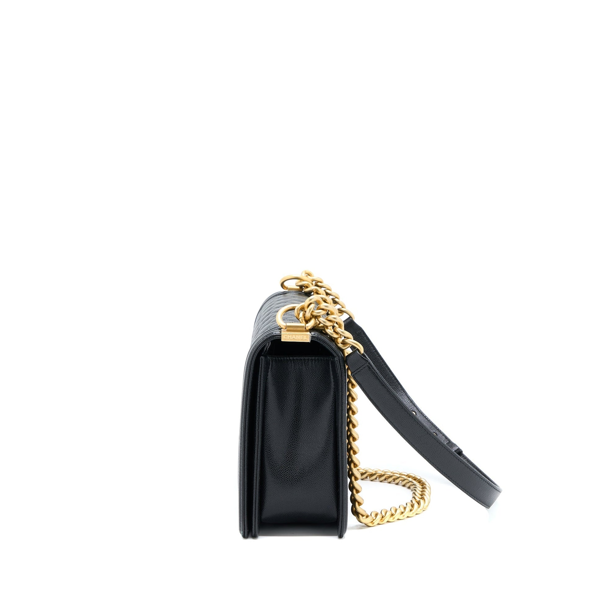 Chanel Boy 28cm Caviar Brushed GHW Black Handbag