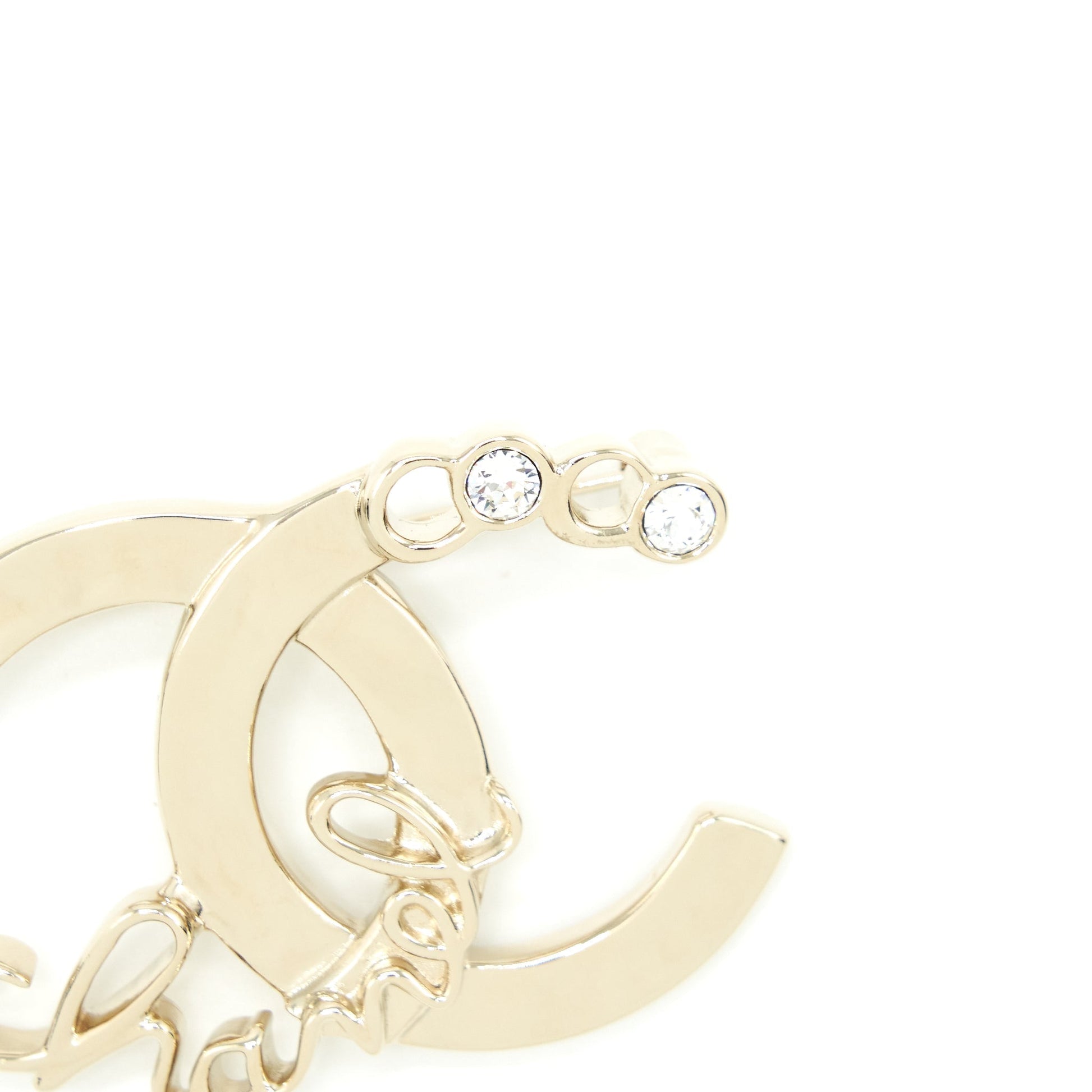 Chanel CC Letter Coco Brooch Light Tone Gold Handbag