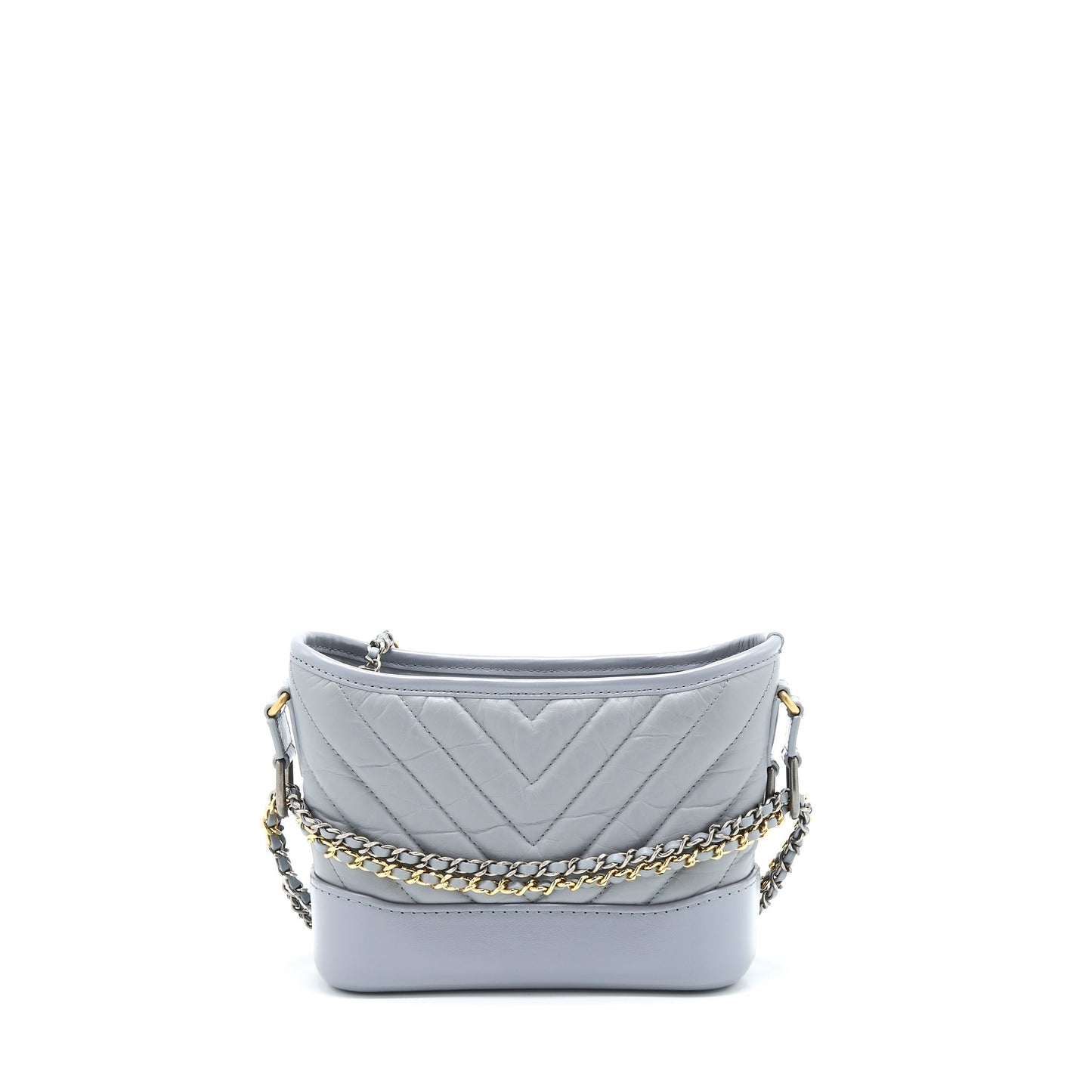 Chanel Chevron Gabrielle Hobo Aged Calfskin Hardware Multicolour Grey Small Shoulder Bag