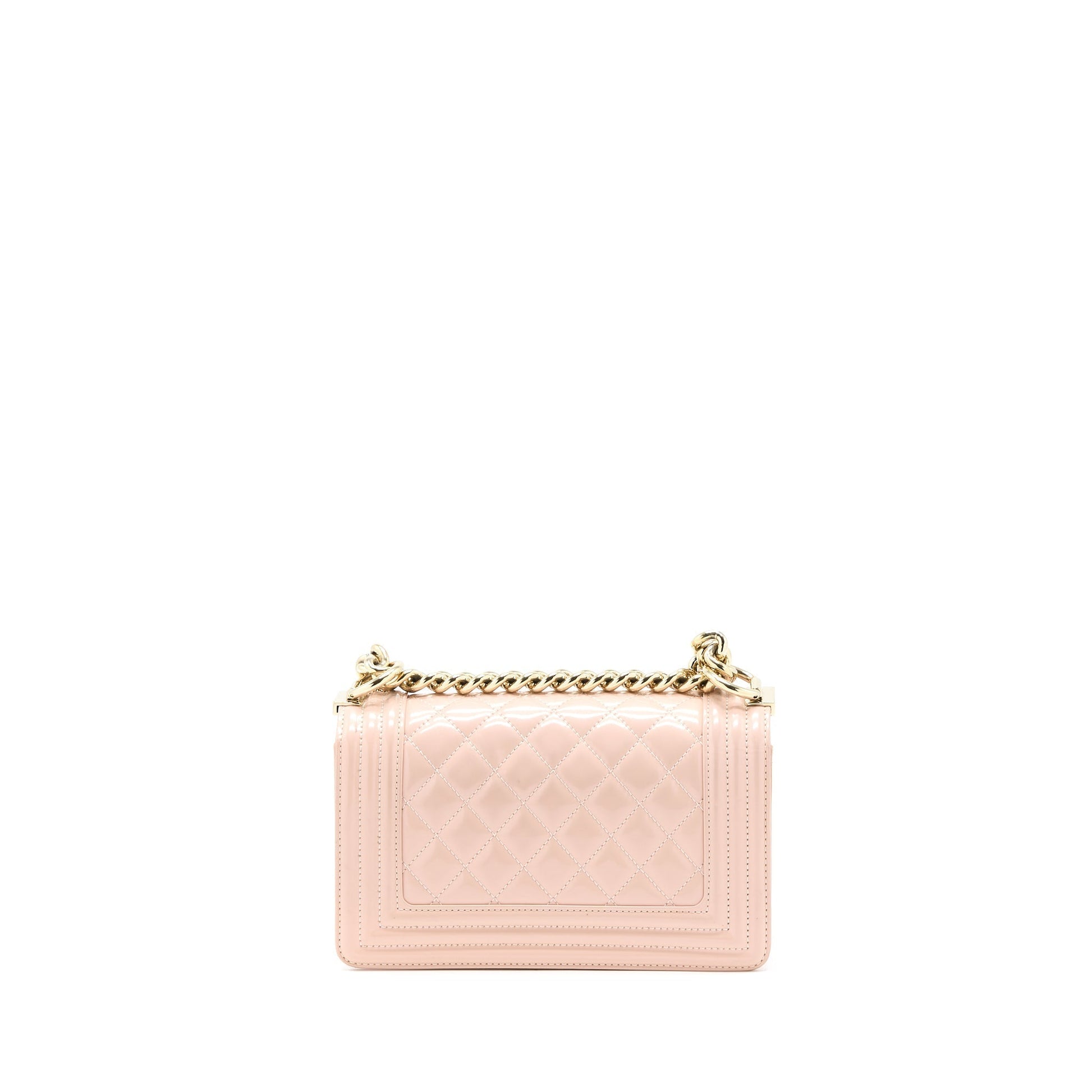 Chanel Boy Patent Light LGHW Pink Small Leather Handbag