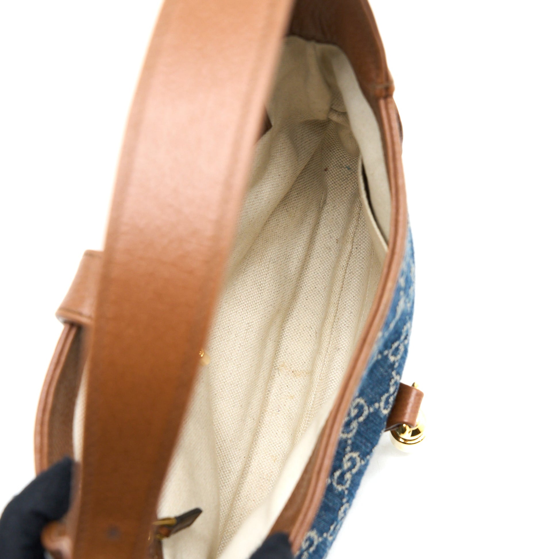 Gucci Jackie Small Shoulder Bag Blue Leather Denim