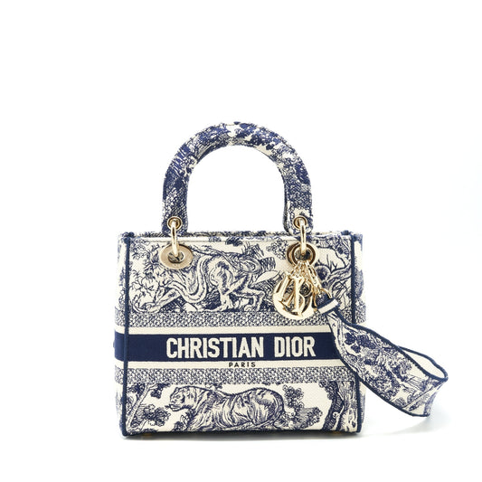 Dior Lady D Lite Purse Navy Handbag Medium Travel Bag