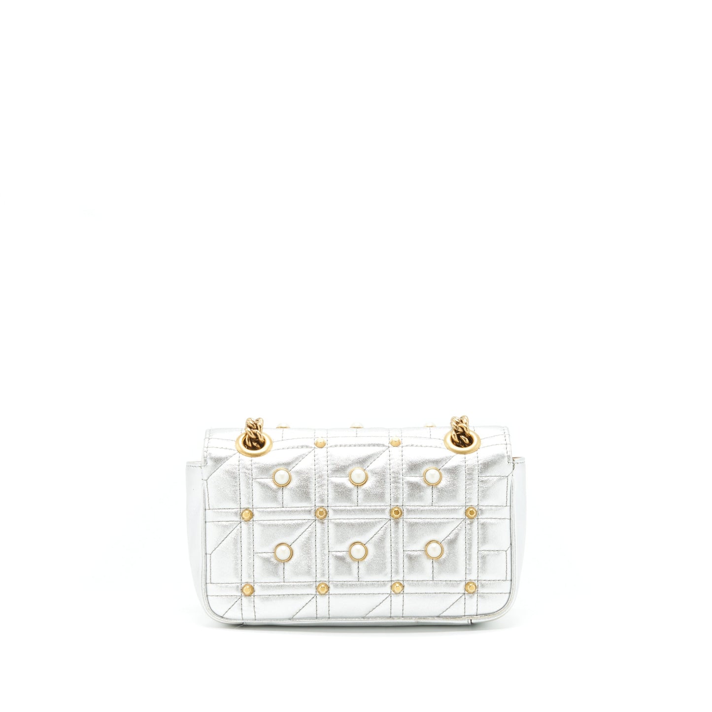 Gucci Marmont Flap Bag Limited Edition With Pearl Gold Silver Travel Bag