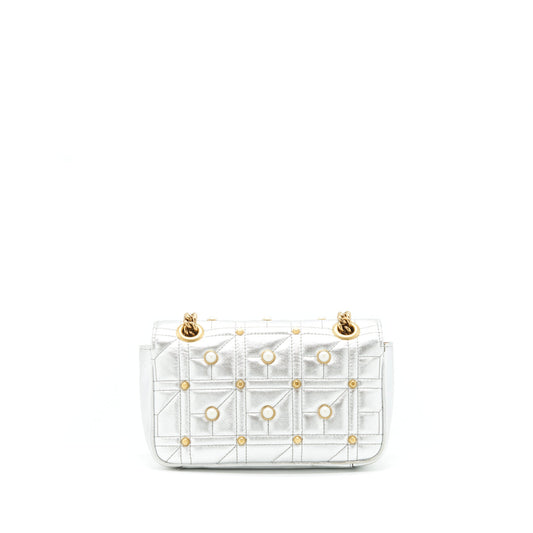 Gucci Marmont Flap Bag Limited Edition With Pearl Gold Silver Travel Bag