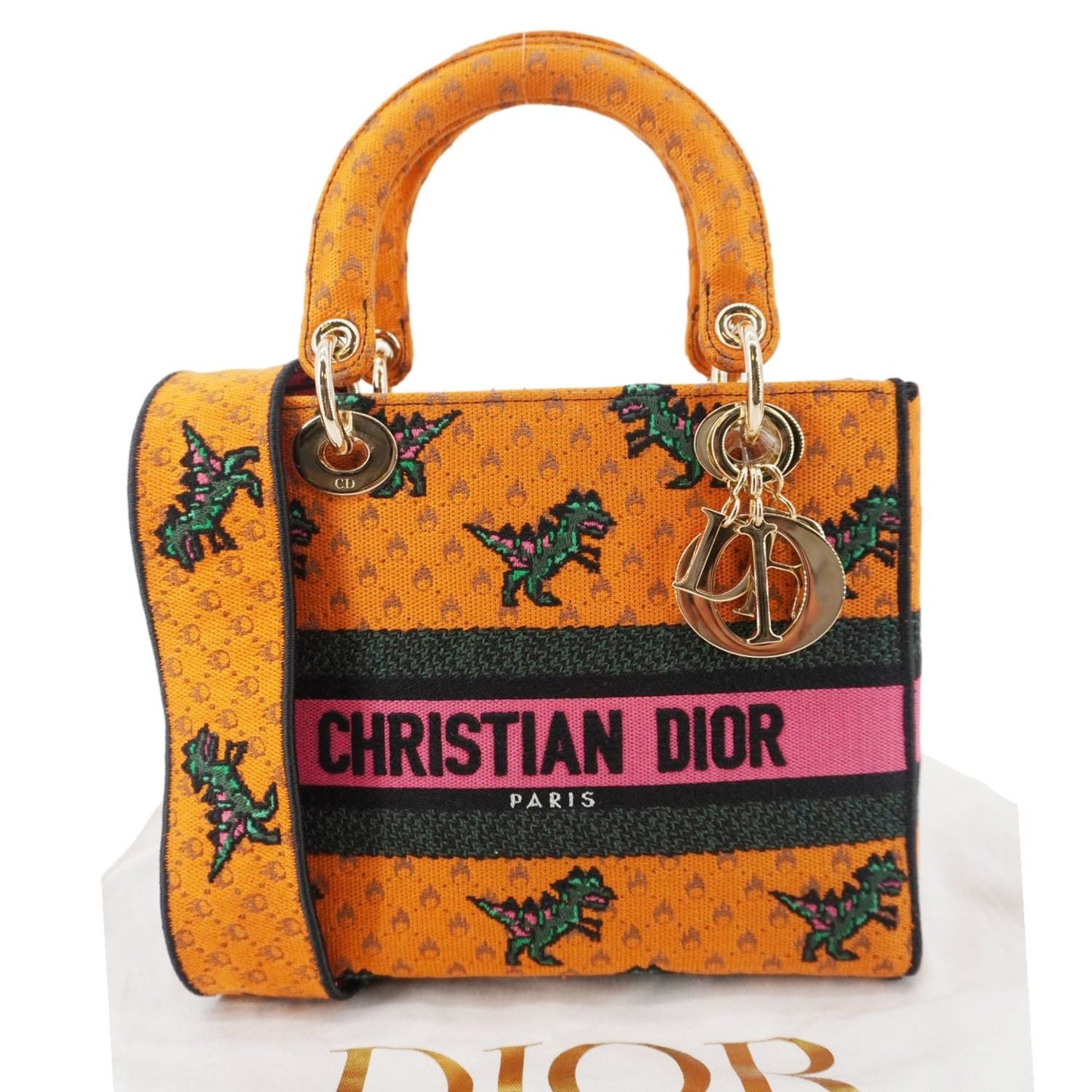 Dior Lady D Lite Dino Embroidered Shoulder Bag Medium