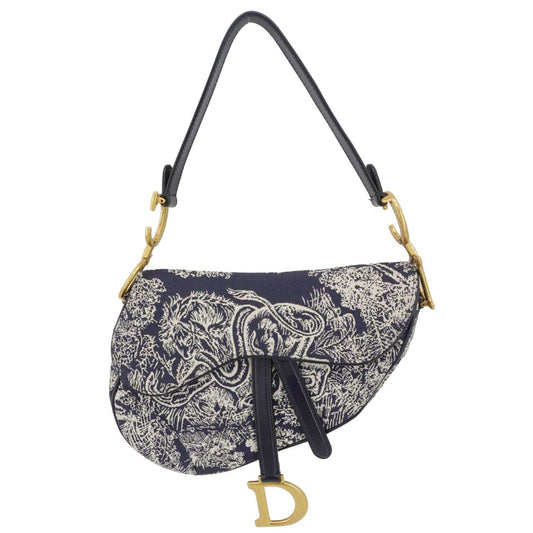 Dior Saddle Reverse Embroidered Toile Hobo Bag Blue Travel Bag