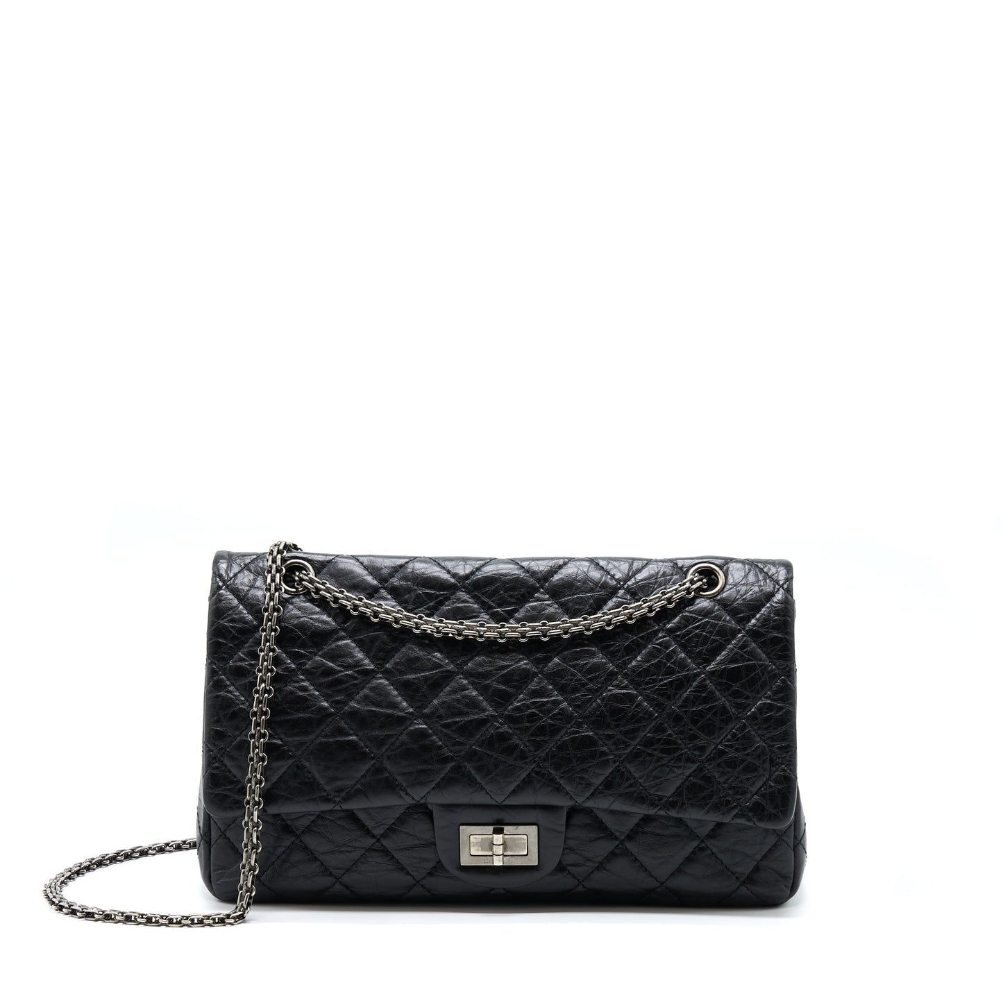 Chanel 2.55 227 Reissue Calfskin Ruthenium Hardware Black Handbag Ruthenium Hardware