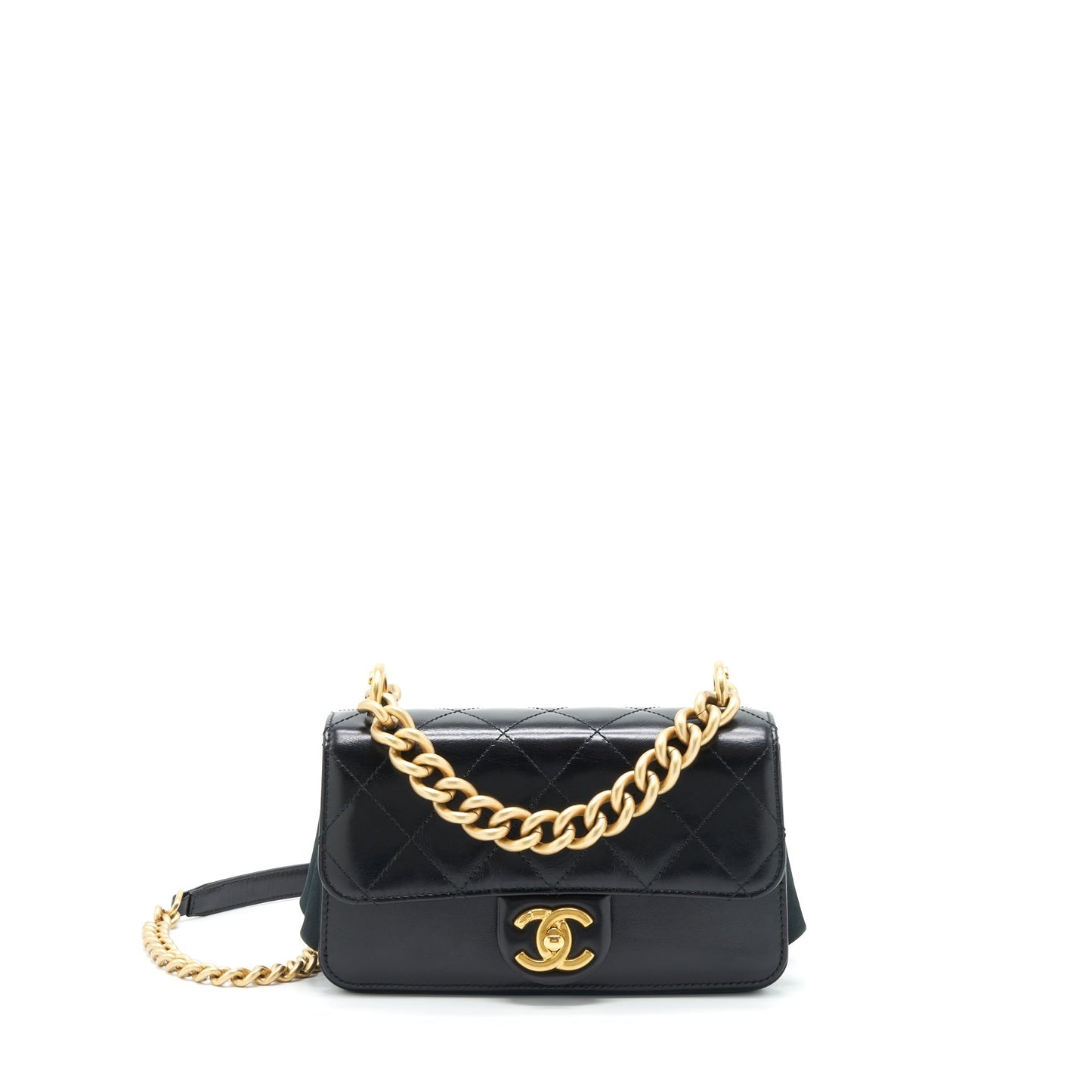 Chanel Seasonal Paris Cosmopolite Strait Lined Flap Black Shoulder Bag