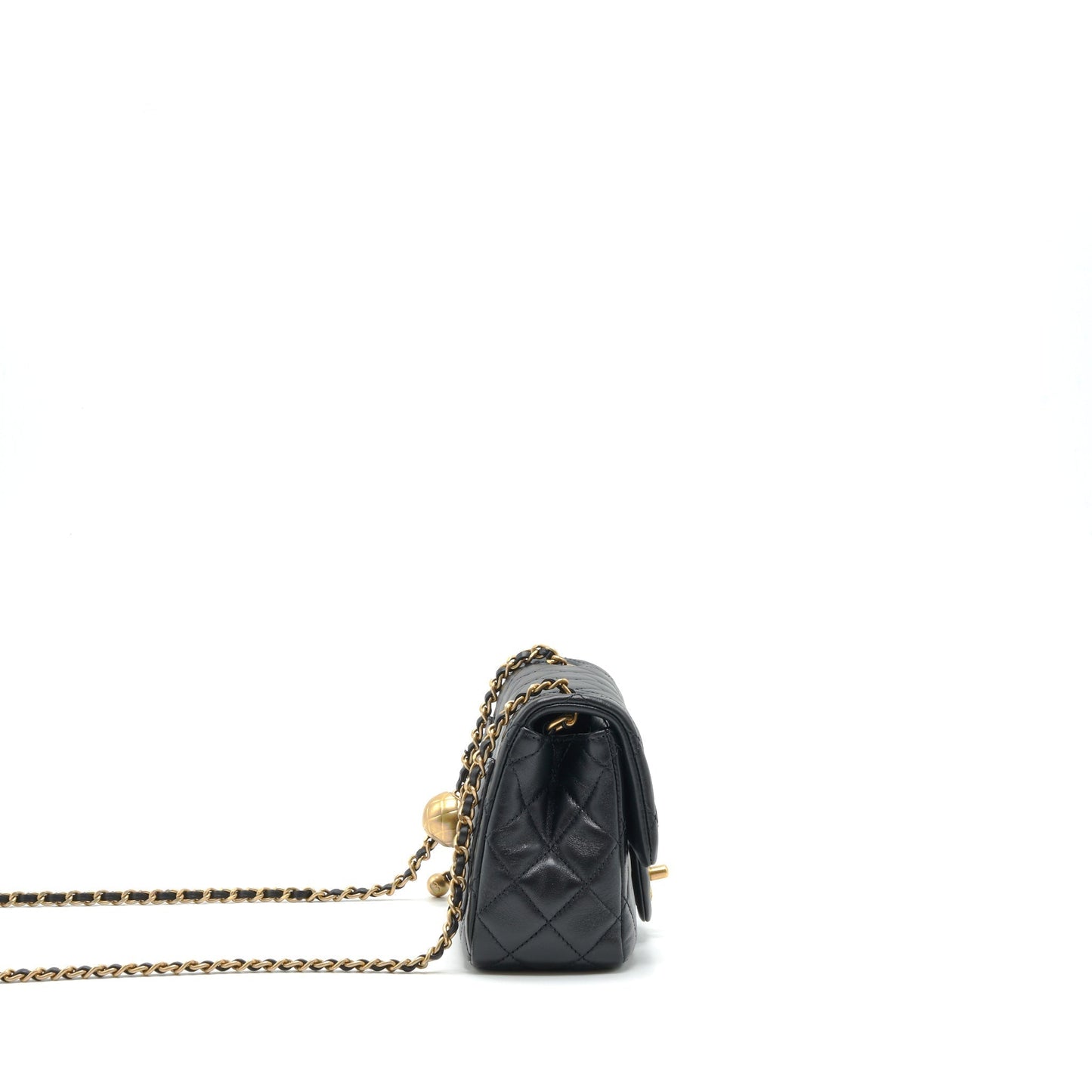 Chanel Square Pearl Crush Lambskin GHW Black Mini Bag