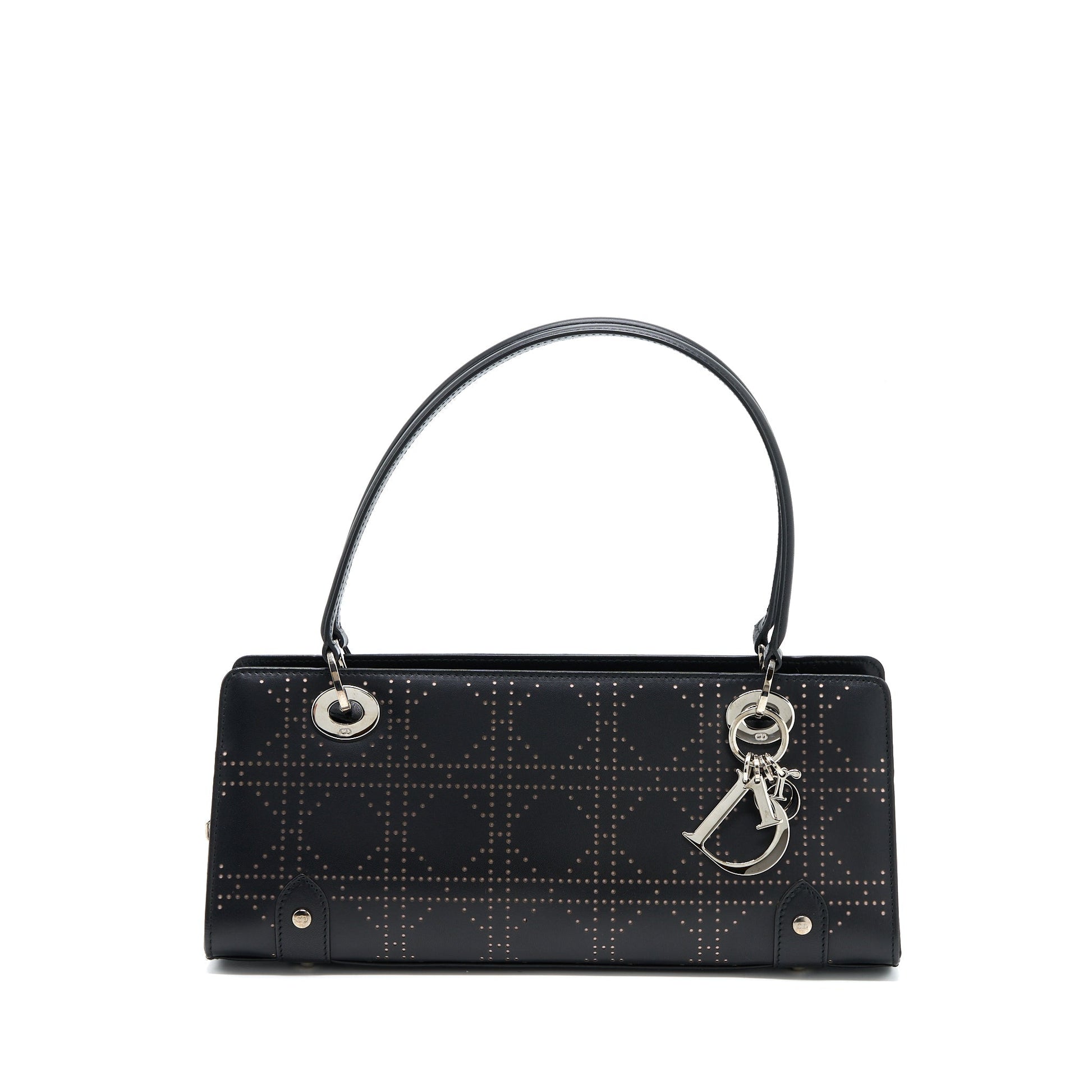 Dior Lady Long Cuir Purse Calfskin Handbag Black Travel Bag
