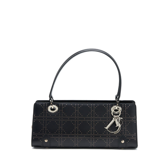Dior Lady Long Cuir Purse Calfskin Handbag Black Travel Bag