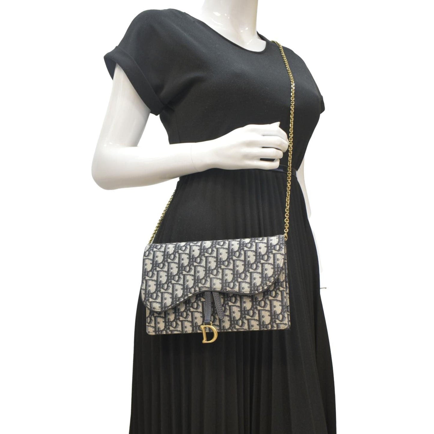 Dior Saddle Oblique Jacquard Pouch Crossbody Bag Blue Navy