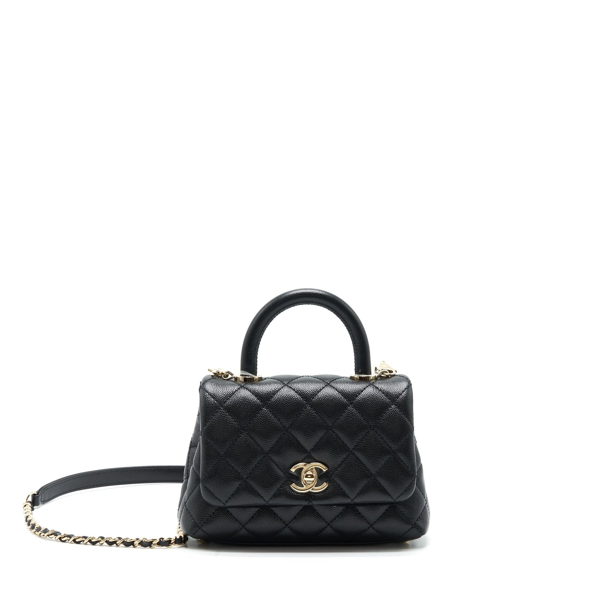 Chanel coco handle 20cm Caviar LGHW Black Mini Bag