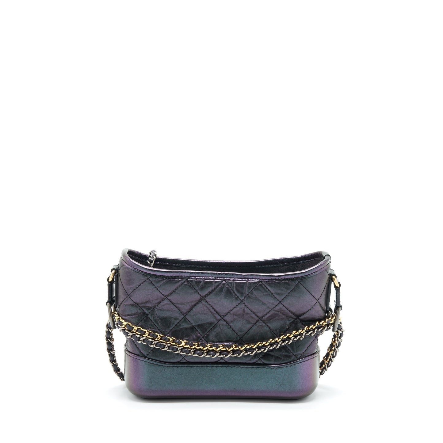 Chanel Gabrielle Hobo Lambskin Iridescent Purple Hardware Gold Silver Small Shoulder Bag