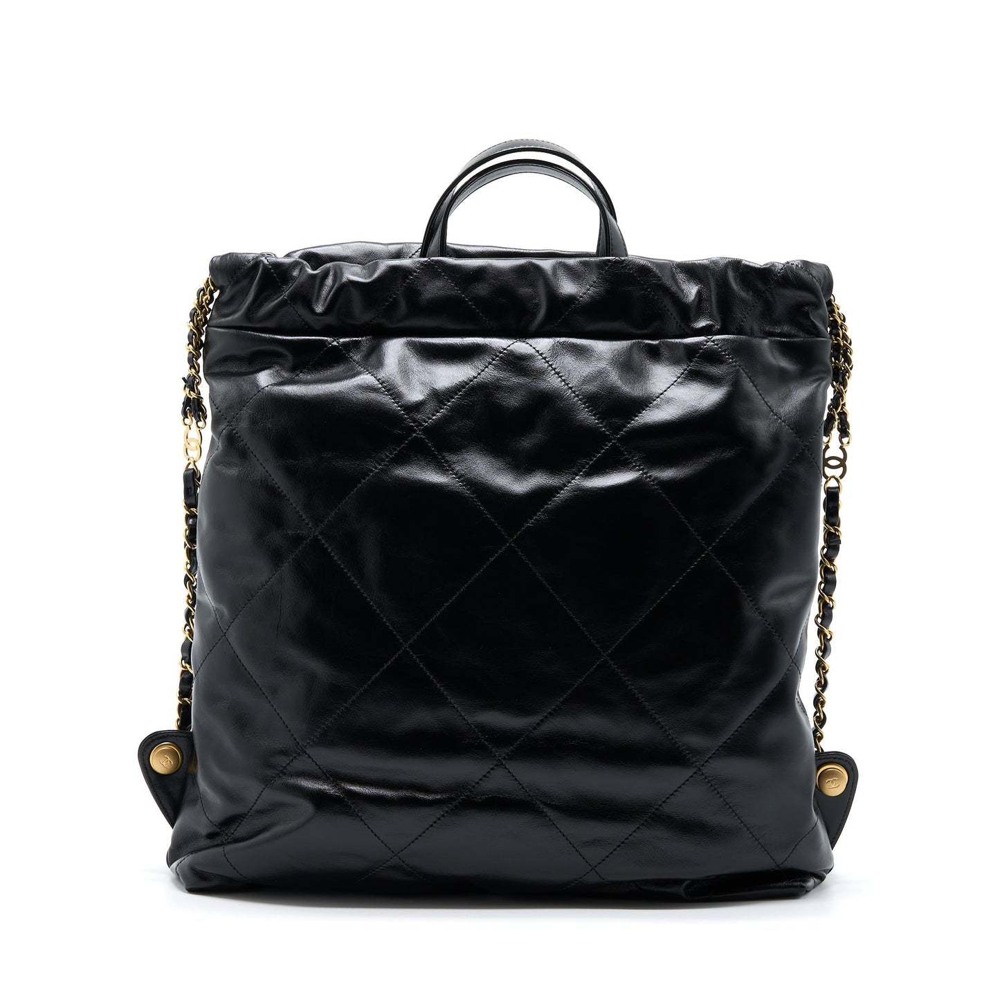 Chanel 22 Backpack Shiny Calfskin Brushed GHW Black