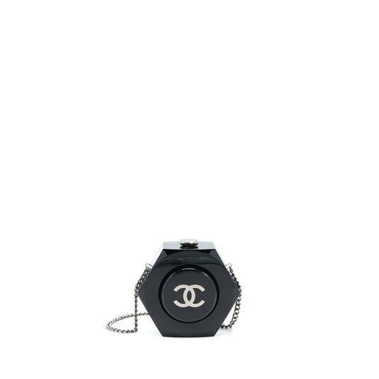 Chanel 18a CC Logo Evening SHW Black Clutch Bag