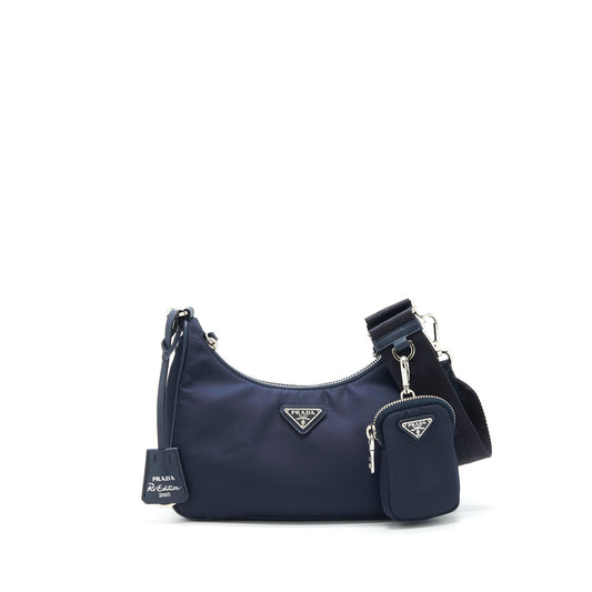 Prada Re Edition Purse Indigo Handbag Nylon Blue Travel Bag