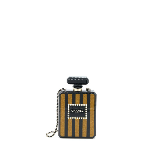 Chanel 17a Perfume Bottle Evening LGHW Black Clutch Bag