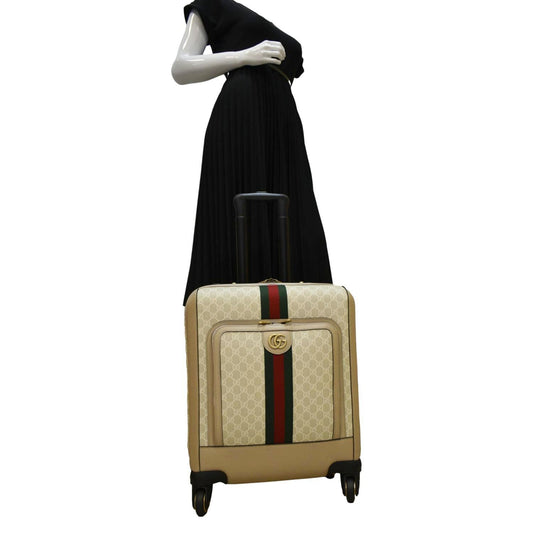 Gucci Savoy Cabin Trolley Supreme Travel Bag Canvas Beige