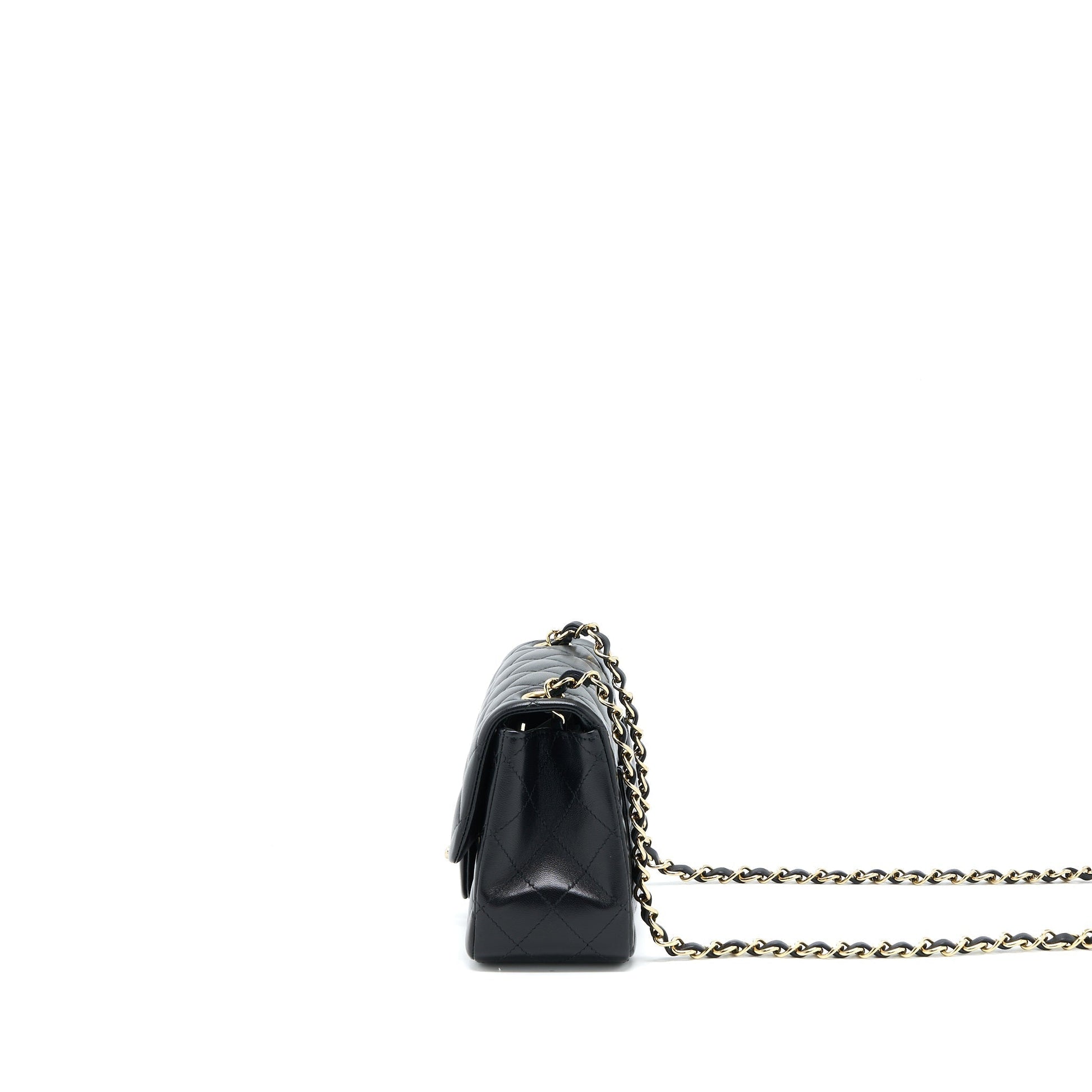 Chanel Classic Square Flap Lambskin LGHW Microchip Black Shoulder Bag Microchip 2