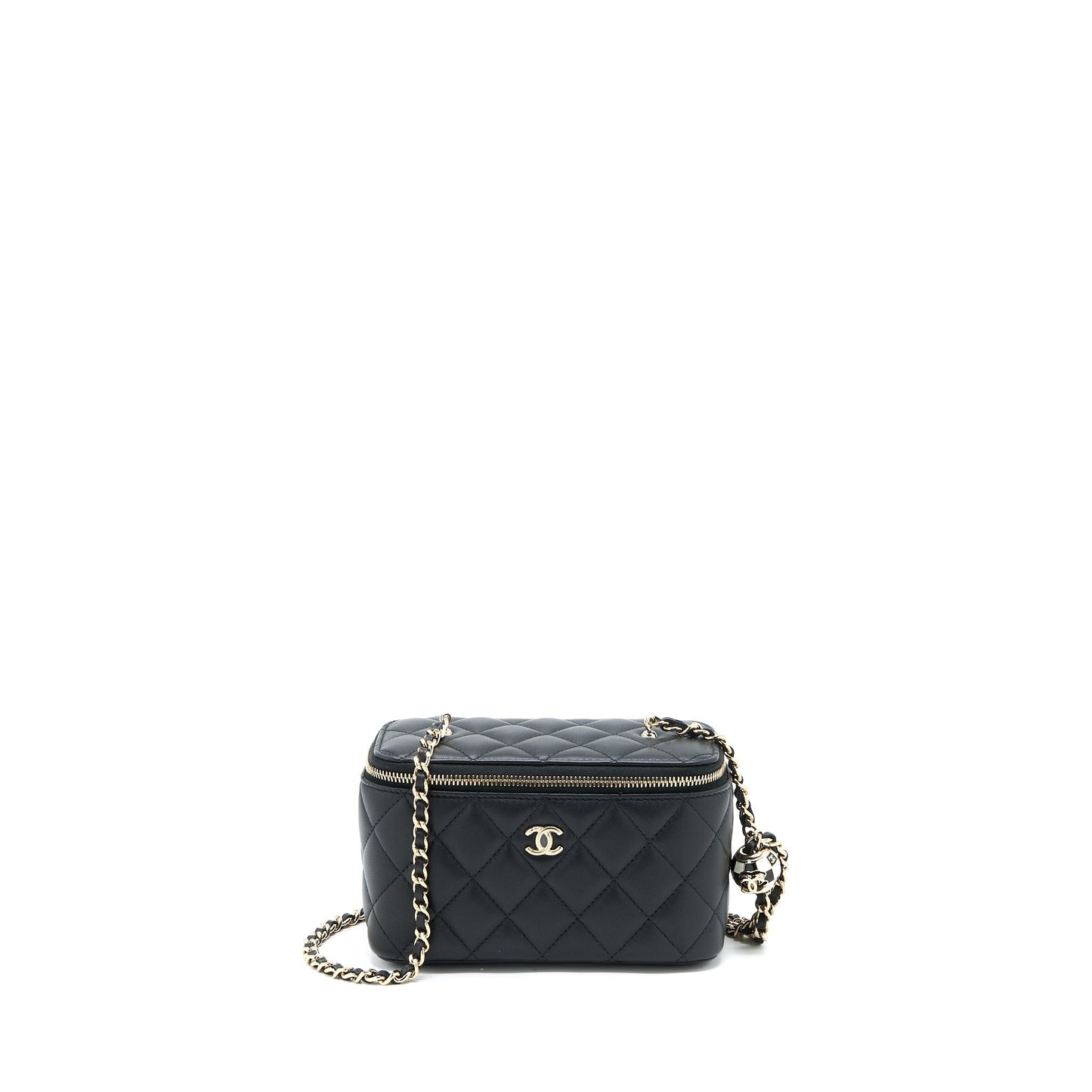 Chanel 23C Pearl Crush Long Vanity Lambskin Black Handbag Microchip 1