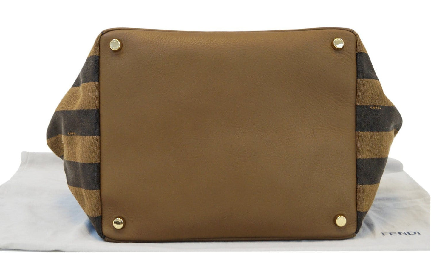 Fendi Pecan Shoulder Bag Leather Canvas Black