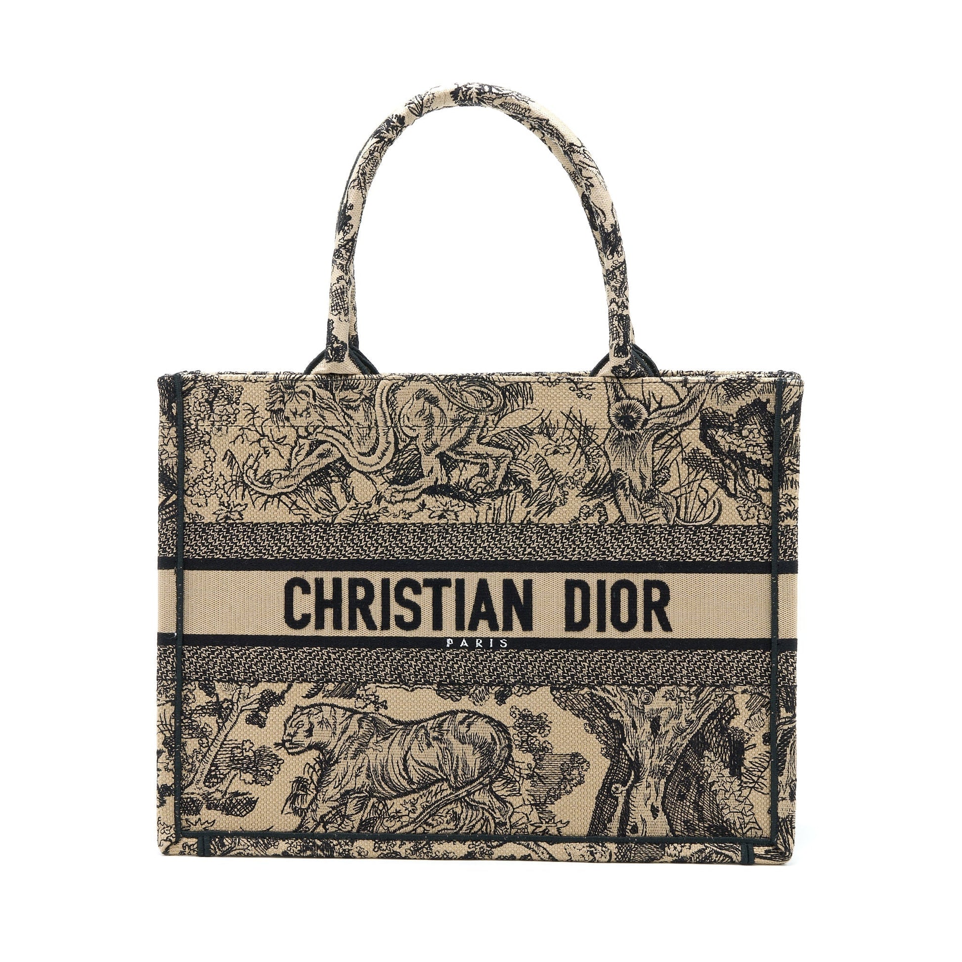 Dior Book Tote Toile De Joey Embroidery Handbag Beige Medium Tote Bag