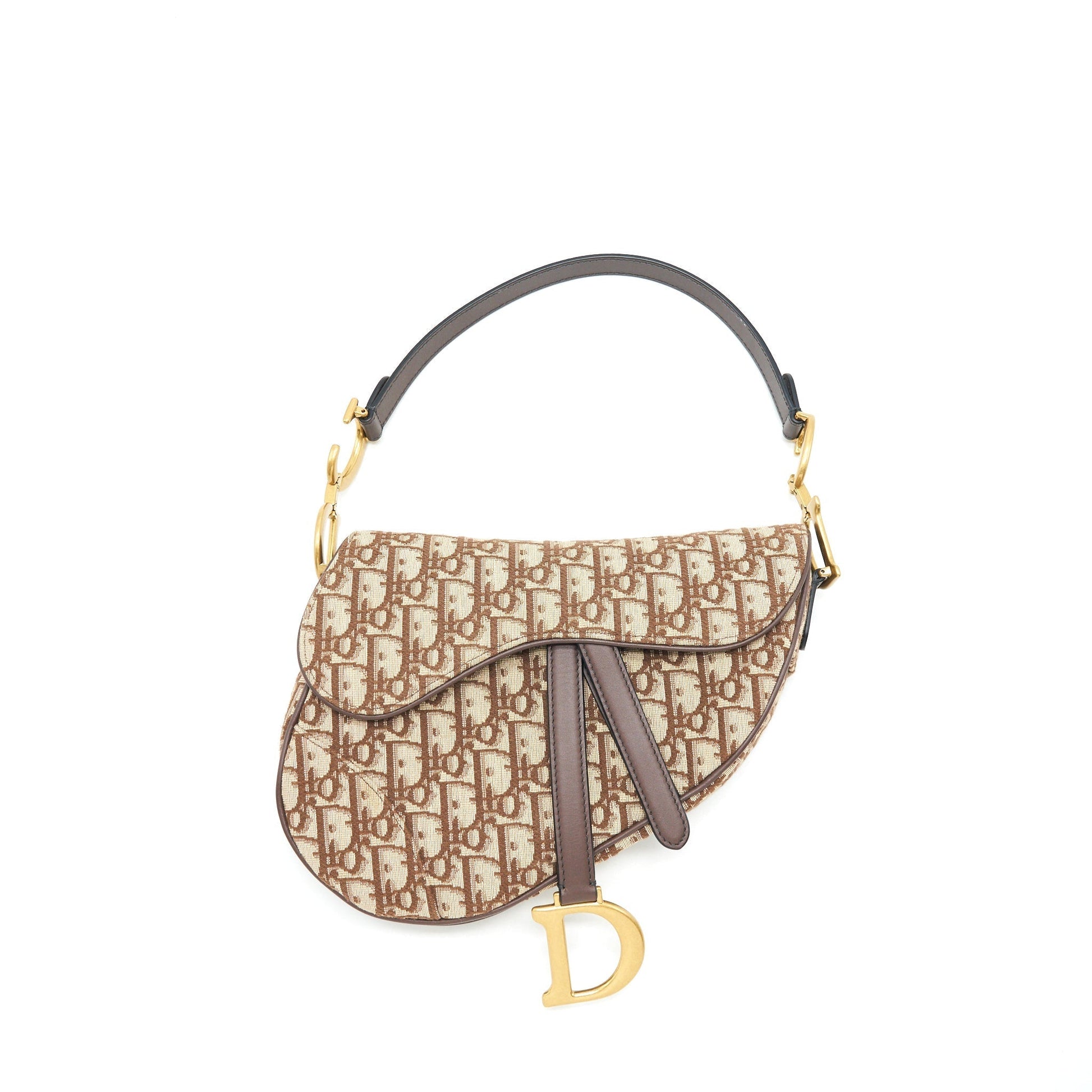 Dior Saddle Purse Oblique Handbag Brown Medium Travel Bag