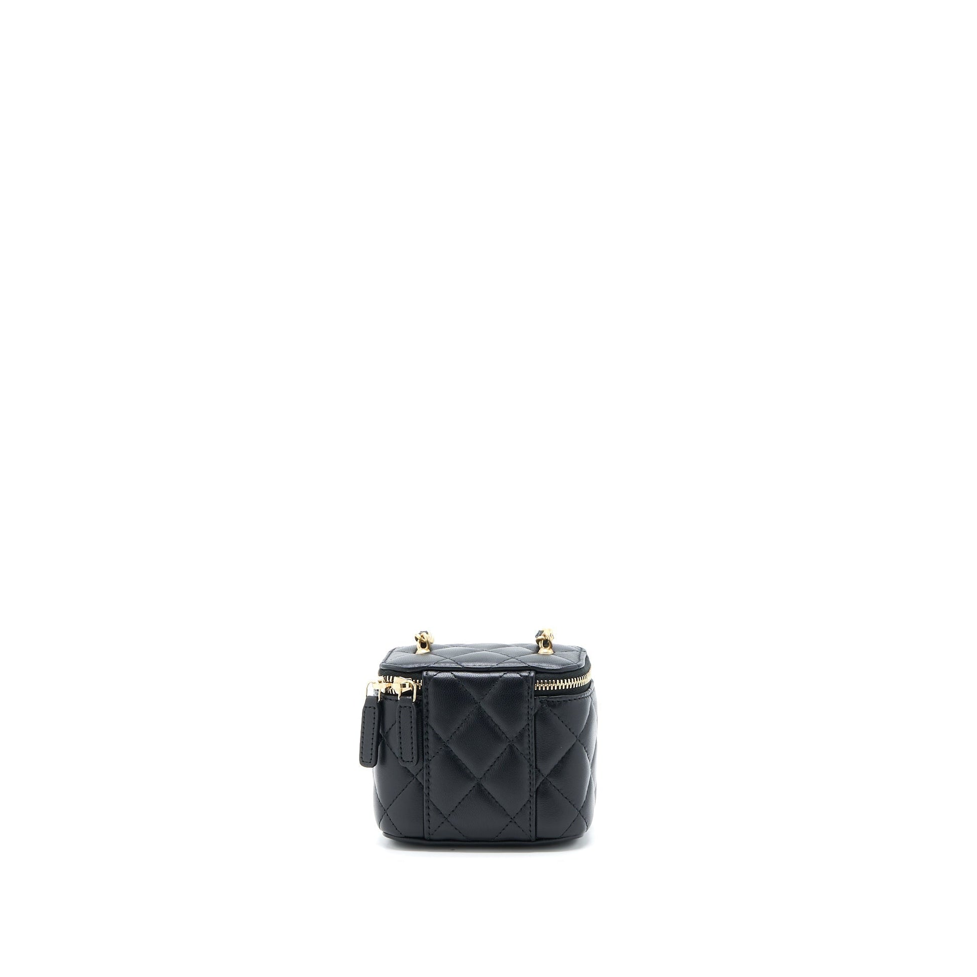 Chanel Pearl Crush Vanity Lambskin GHW Microchip Black Mini Bag