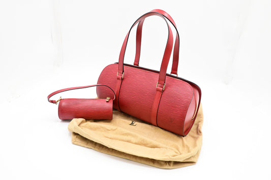 Louis Vuitton Soufflot Red Leather Epi Handbag