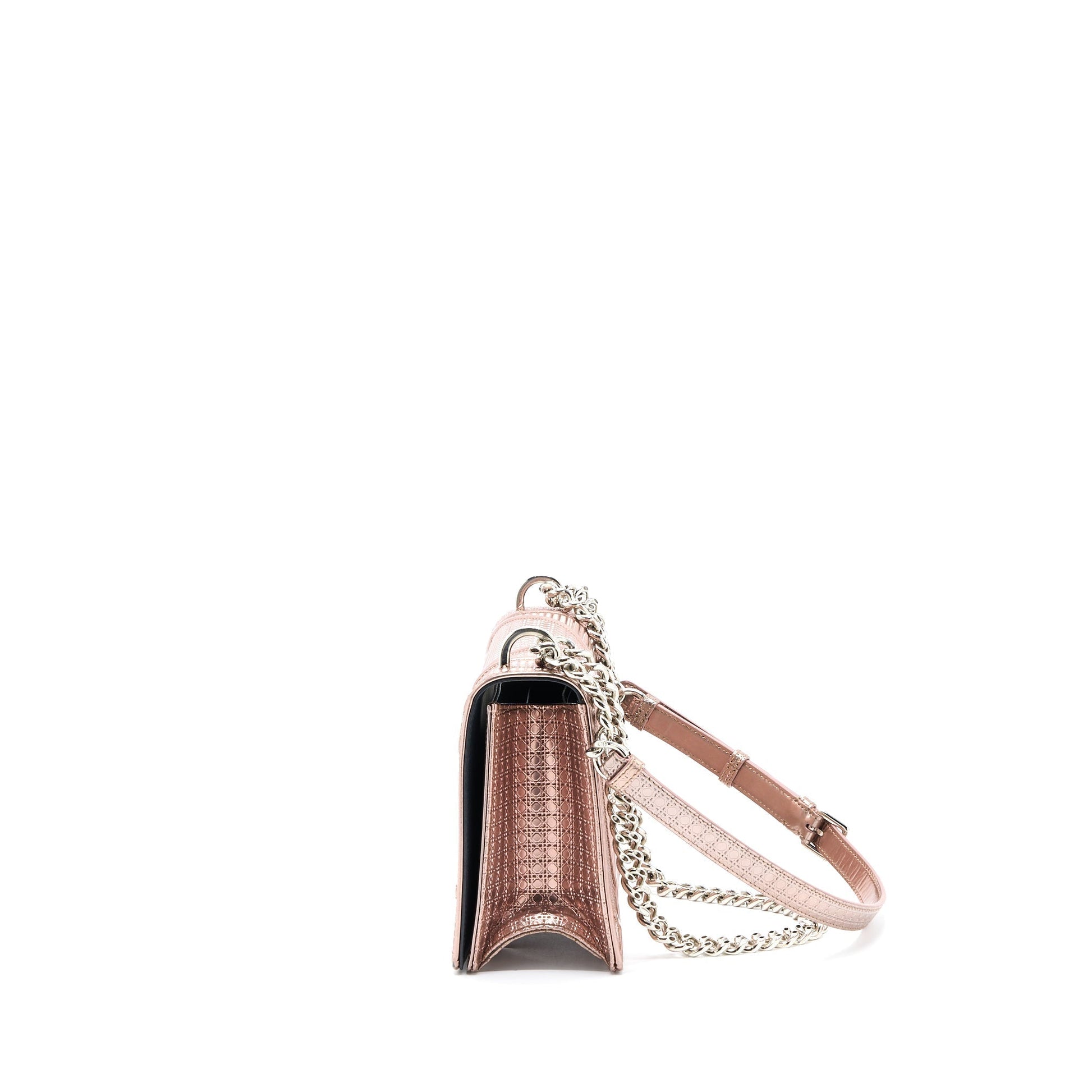 Dior ama Cannage Calfskin Metallic Handbag Pink Medium Travel Bag