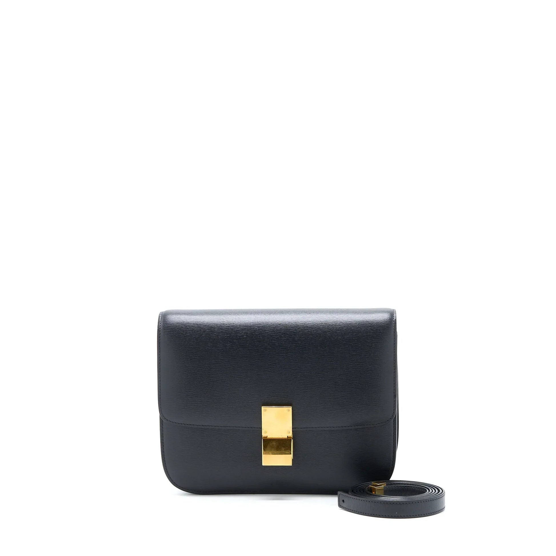 Celine Classic Box Calfskin Liege Anthracite Handbag Medium Travel Bag