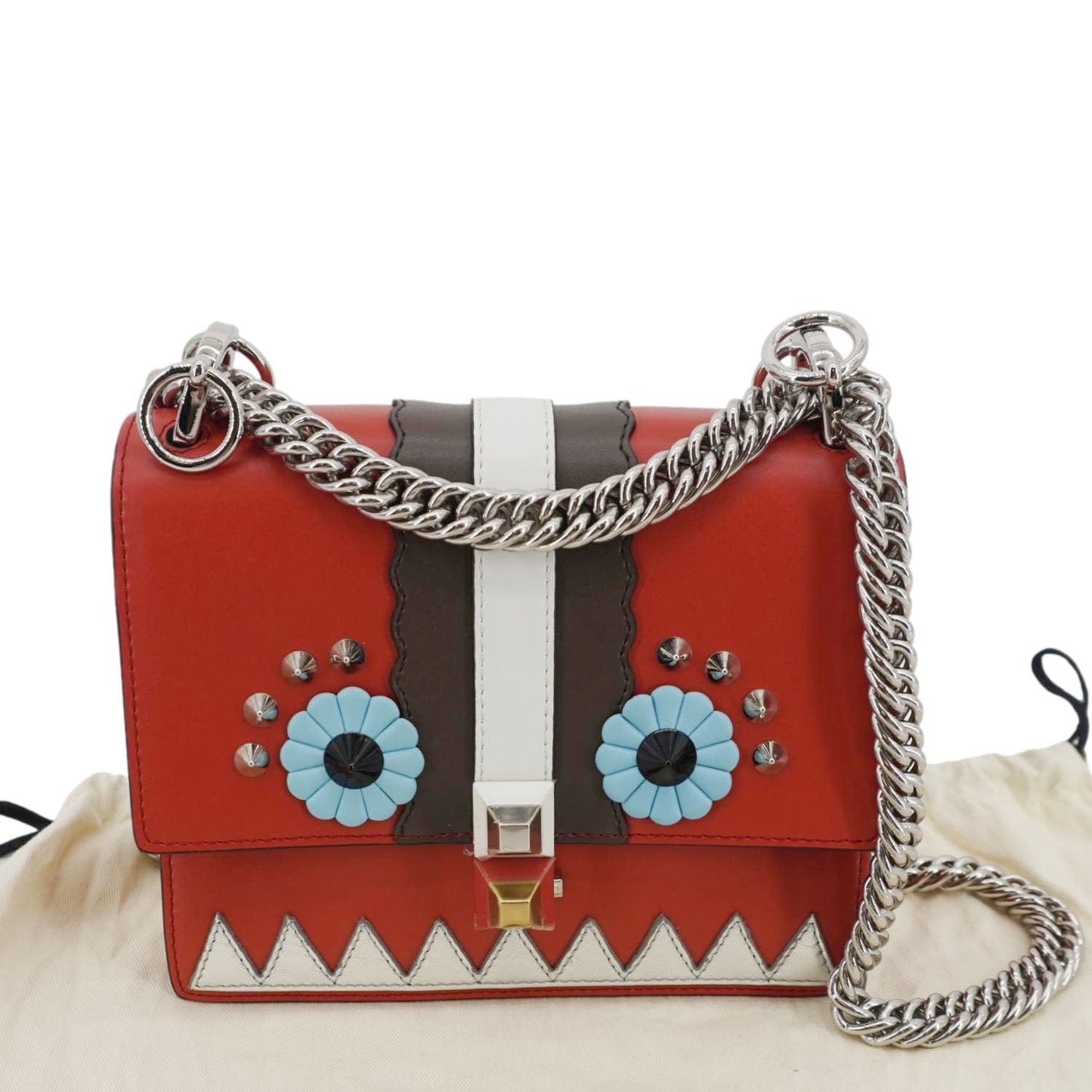 Fendi Studded Kan Liberty Lucido Catalan Shoulder Bag Leather Vitello Multicolor