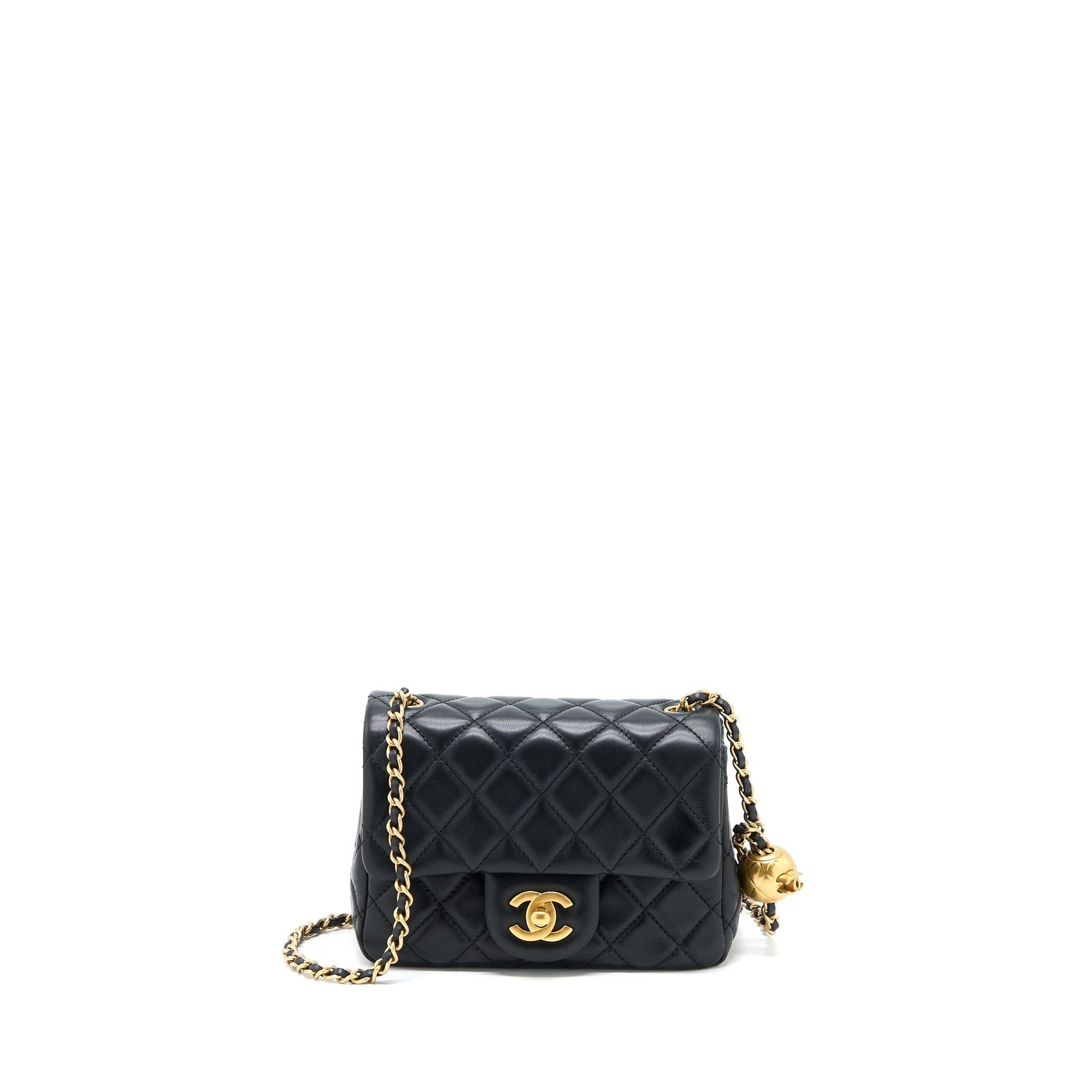 Chanel Pearl Crush Square Flap Lambskin GHW Black Shoulder Bag Microchip 3