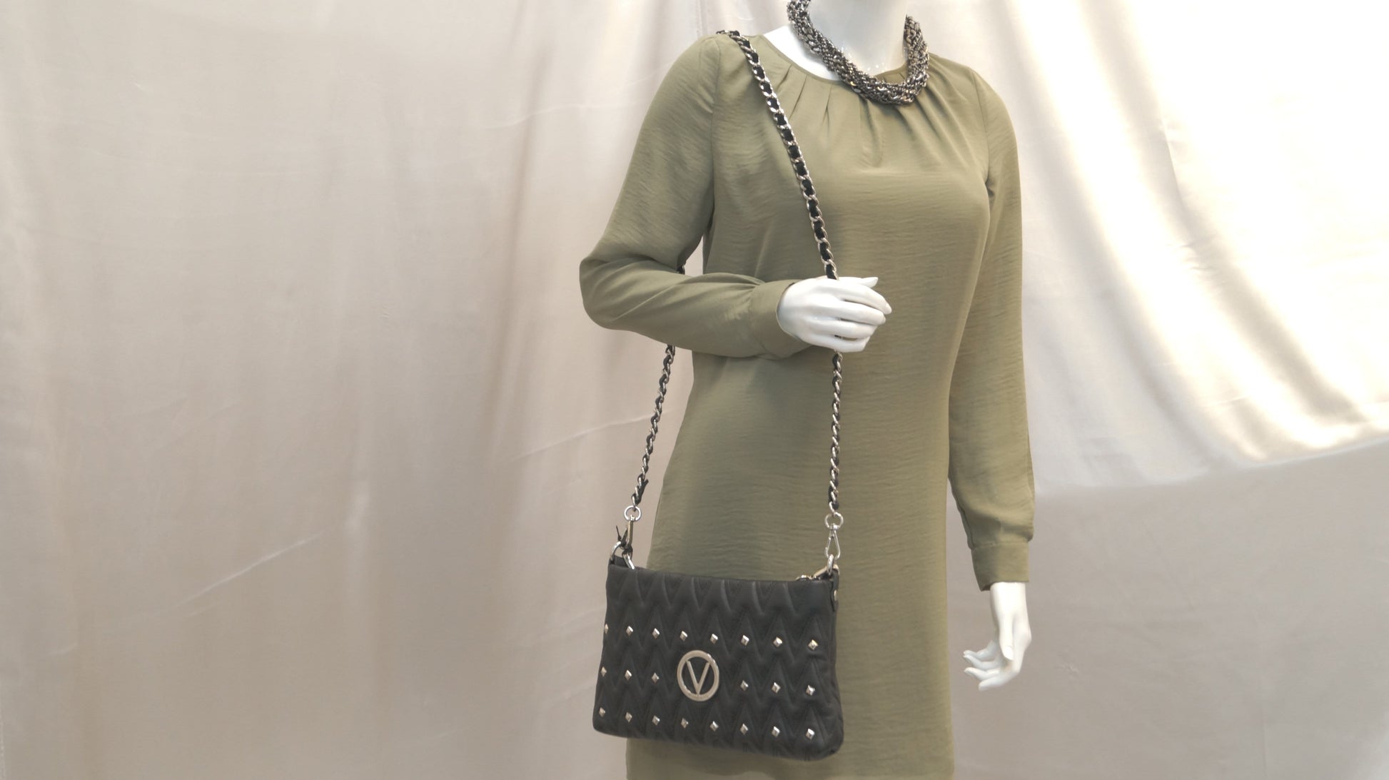 Valentino By Mario Vanille Studs Shoulder Bag Leather