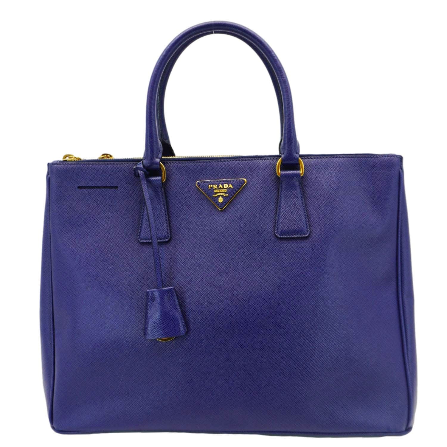 Galleria Double Zip Saffiano Lux Tote Bag Leather Blue