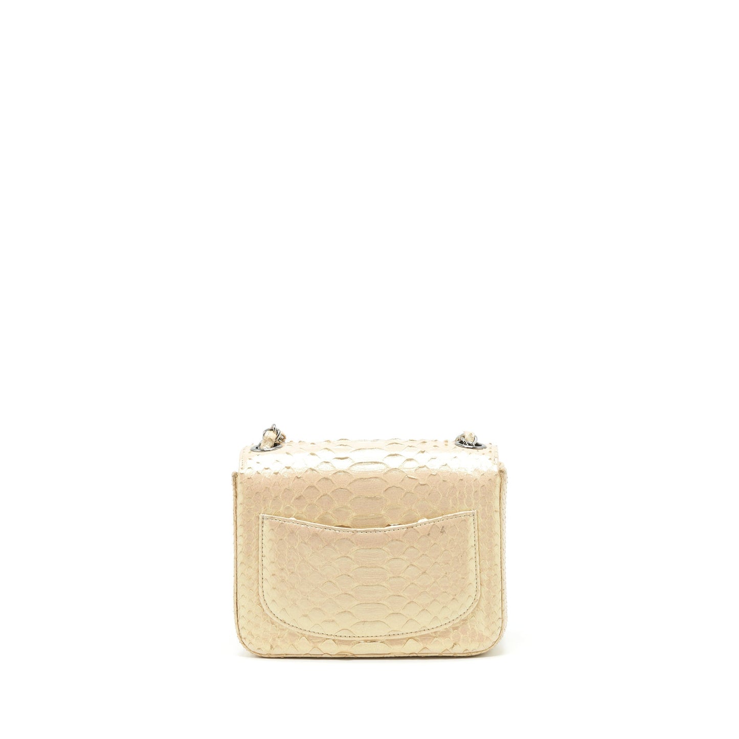 Chanel Square Flap Python Iridescent Light SHW Beige Shoulder Bag