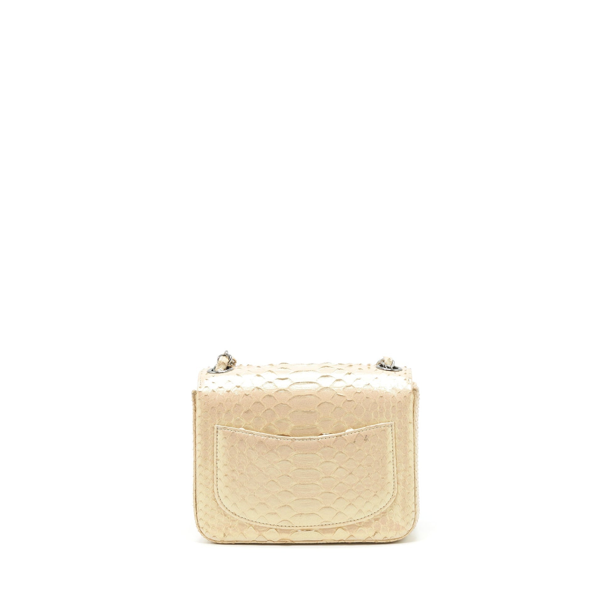 Chanel Square Flap Python Iridescent Light SHW Beige Shoulder Bag
