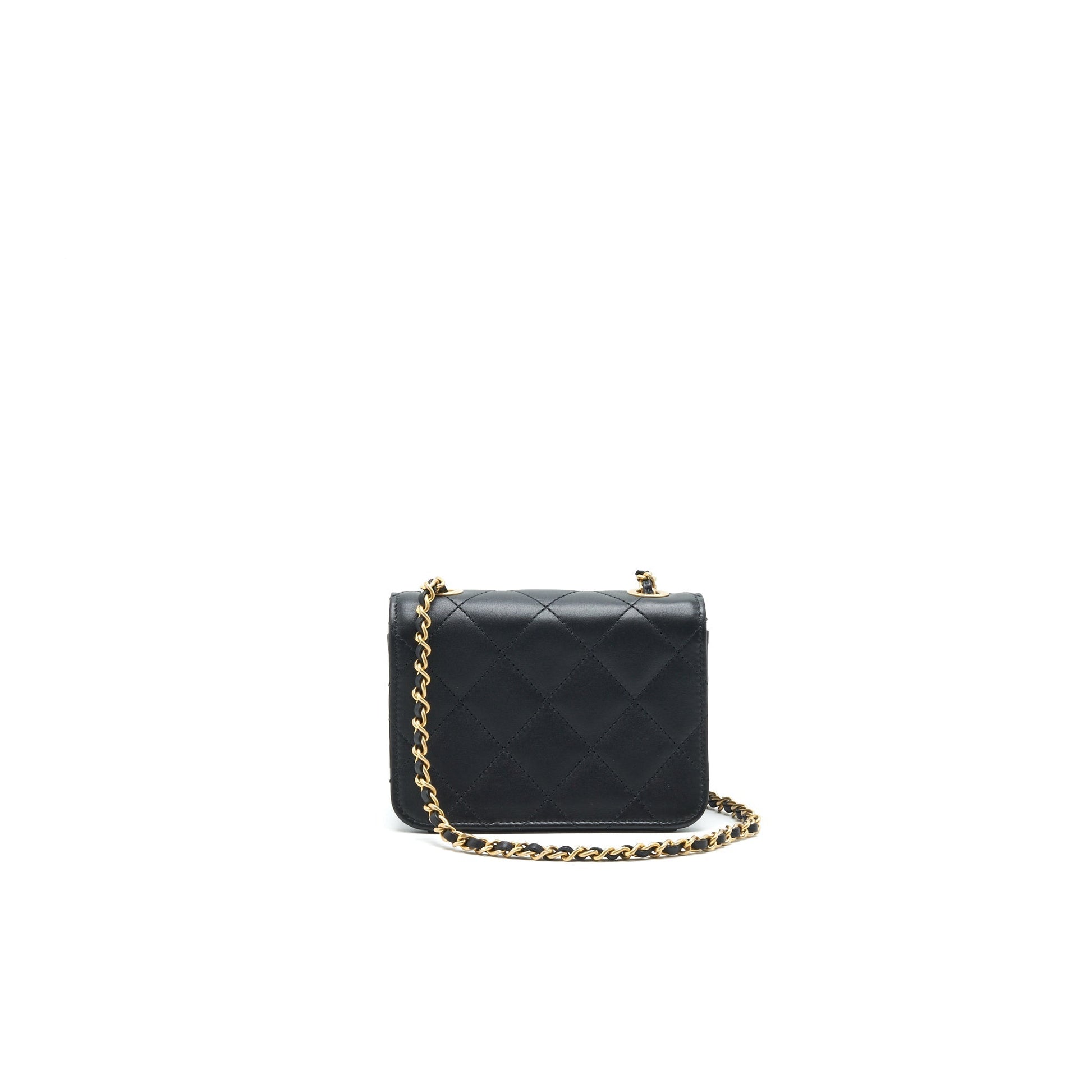 Chanel Flap Calfskin Pearl Resin GHW Black Small Shoulder Bag