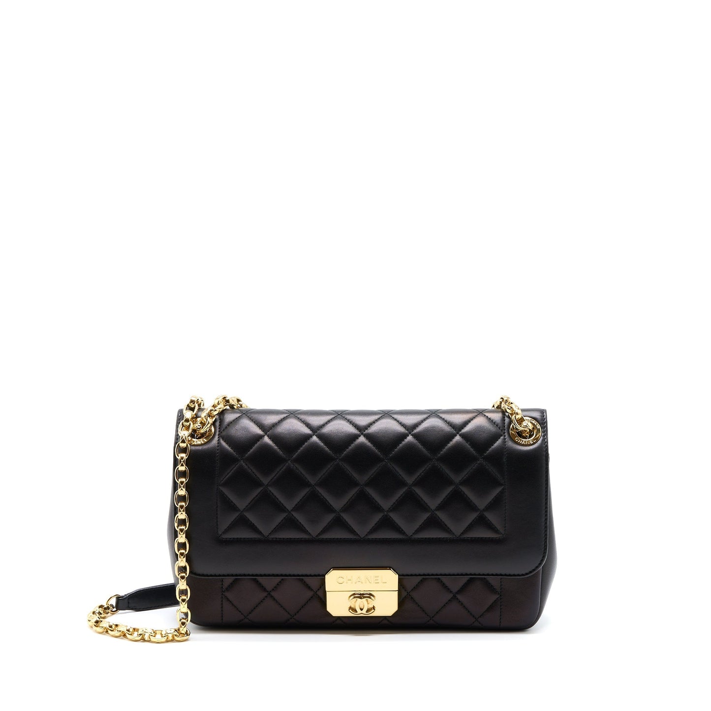 Chanel Seasonal Flap Lambskin GHW Black Shoulder Bag