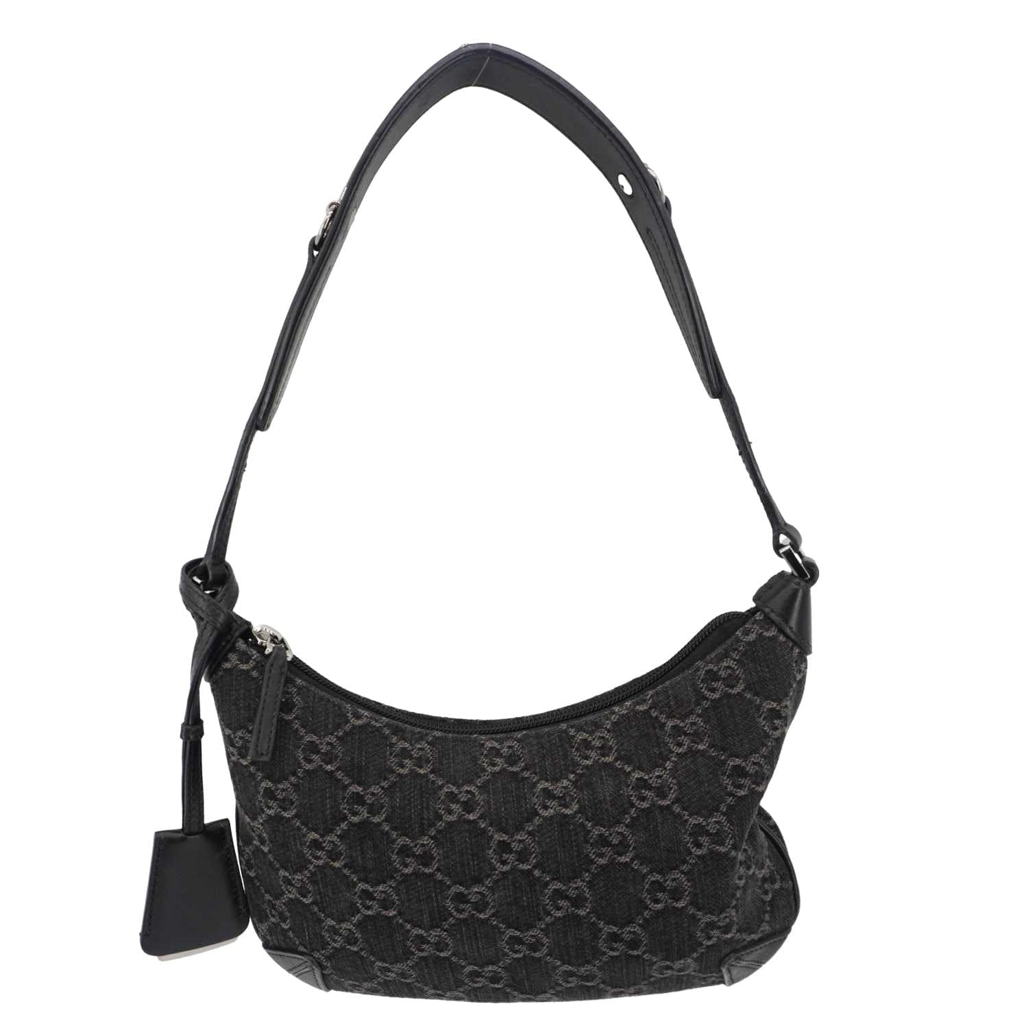 Gucci Horsebit Slim Small Hobo Shoulder Bag Denim Monogram