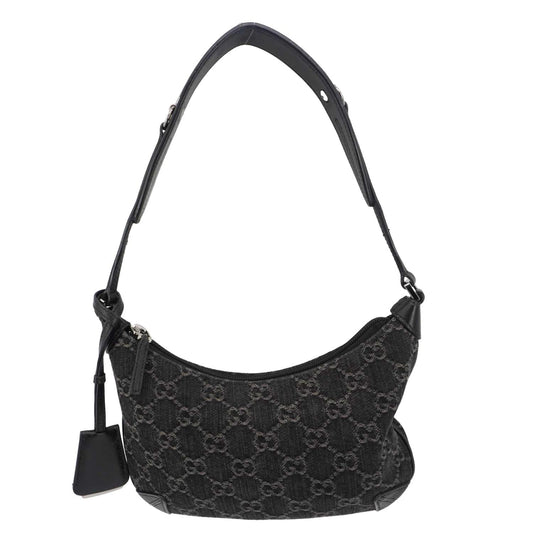 Gucci Horsebit Slim Small Hobo Shoulder Bag Denim Monogram